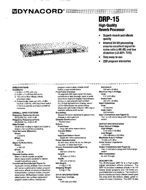 Electro-Voice DRP 15 Manual pdf manual